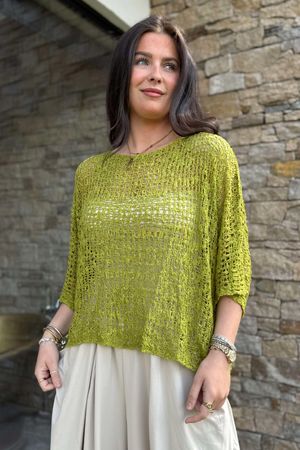 Laundry B Cloud Loose Box Knit Olive 